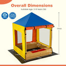 Kids Wooden Sandpit Playhouse with Mesh Canopy – Colourful
