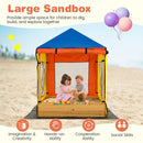 Kids Wooden Sandpit Playhouse with Mesh Canopy – Colourful