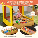 Kids Wooden Sandpit Playhouse with Mesh Canopy – Colourful