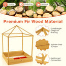 Kids Wooden Sandpit Playhouse with Mesh Canopy – Colourful