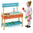 Outdoor Mud Kitchen with Grill Rack and Gardening Tools – Blue