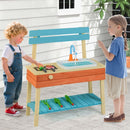 Outdoor Mud Kitchen with Grill Rack and Gardening Tools – Blue