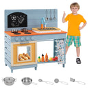 Outdoor Mud Kitchen with Circulating Tap and Cookware – Blue