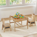 4-in-1 Kids Table and Chairs Set with Reversible Whiteboard for Arts Bear Style