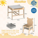 4-in-1 Kids Table and Chairs Set with Reversible Whiteboard for Arts Bear Style