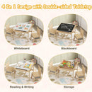4-in-1 Kids Table and Chairs Set with Reversible Whiteboard for Arts Bear Style