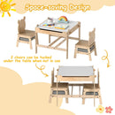 4-in-1 Kids Table and Chairs Set with Reversible Whiteboard for Arts Bear Style
