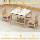 4-in-1 Kids Table and Chairs Set with Reversible Whiteboard for Arts Bear Style