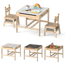 4-in-1 Kids Table and Chairs Set with Reversible Whiteboard for Arts Robot Style - Natural