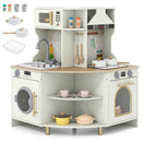 Compact Corner Play Kitchen with Circulating Tap and Lights – Beige