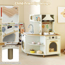 Compact Corner Play Kitchen with Circulating Tap and Lights – Beige