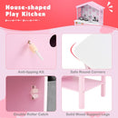 House-Shaped Play Kitchen with Stainless Steel Cookware – Pink