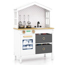 House-Shaped Play Kitchen with Stainless Steel Cookware – White