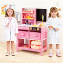 Wooden Toy Doctor's Office with Folding Table – Pink