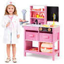 Wooden Toy Doctor's Office with Folding Table – Pink