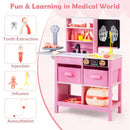 Wooden Toy Doctor's Office with Folding Table – Pink