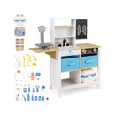 Wooden Toy Doctor's Office with Folding Table – White