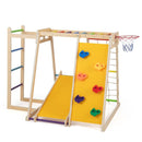 Wooden Jungle Gym with Basketball Hoop and Slide – Rainbow