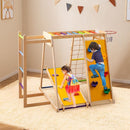 Wooden Jungle Gym with Basketball Hoop and Slide – Rainbow
