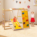 Wooden Jungle Gym with Basketball Hoop and Slide – Rainbow