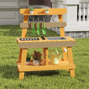 Outdoor Wooden Mud Kitchen with Grill and Garden Tools – Yellow