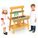 Outdoor Wooden Mud Kitchen with Grill and Garden Tools – Yellow