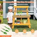 Outdoor Wooden Mud Kitchen with Grill and Garden Tools – Yellow