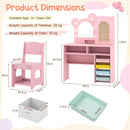 Pink Princess Makeup Dressing Table with 3-color lighted mirror, ergonomic chair, and ample storage for kids' play.