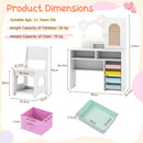 Princess makeup dressing table set in white with 3-color lighted mirror, ergonomic chair, and ample storage for kids.