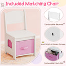 Child-sized chair with comfortable backrest and removable fabric bin, designed for the Pretend Play Dressing Table Set.