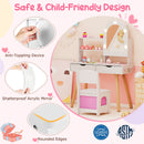 Kids dressing table set with shatterproof mirror, 3-color lighting, and safe design features for child-friendly play.