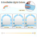 Kids corner vanity in blue with mirror and 3 light colors, featuring 3 shelves and 5 storage compartments for toys and.