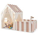 Kids Play Tent with Attached Play Area and Mat – Beige