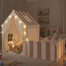 Kids Play Tent with Attached Play Area and Mat – Beige