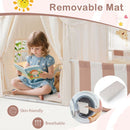 Kids Play Tent with Attached Play Area and Mat – Beige