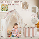 Kids Play Tent with Attached Play Area and Mat – Beige