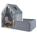 Kids Play Tent with Attached Play Area and Mat – Grey