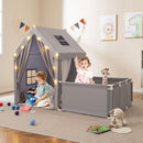 Kids Play Tent with Attached Play Area and Mat – Grey