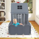 Kids Play Tent with Attached Play Area and Mat – Grey