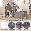 Kids Play Tent with Attached Play Area and Mat – Grey