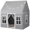 Kids Playhouse Tent with Mat and Star Lights – Grey