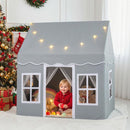 Kids Playhouse Tent with Mat and Star Lights – Grey