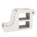 White dinosaur toddler bookshelf with padded reading seat and storage cubbies