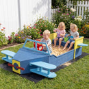 Kids Aeroplane Sandpit with Bench Seat – Blue