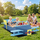 Kids Aeroplane Sandpit with Bench Seat – Blue