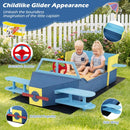 Kids Aeroplane Sandpit with Bench Seat – Blue