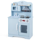 Wooden Play Kitchen with Light and Sound Range Hood – Blue