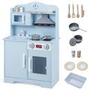 Wooden Play Kitchen with Light and Sound Range Hood – Blue