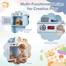 Wooden Play Kitchen with Light and Sound Range Hood – Blue