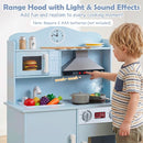 Wooden Play Kitchen with Light and Sound Range Hood – Blue